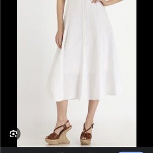 NWOT Eileen Fisher White Midi multi tie option Irish Linen Dress Medium